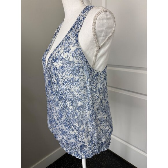 Lucky Brand Womens Blue Boho Geometric Print Sleeveless Top Size M - Picture 2 of 15